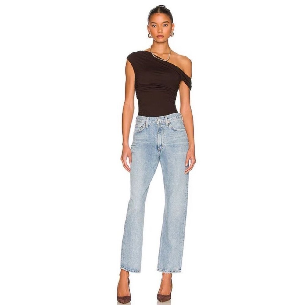 NWT Agolde Denim Mia Jean Mid Rise Straight Light Wash Jeans Sz 25